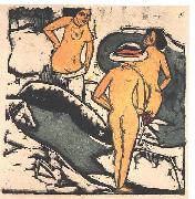 Ernst Ludwig Kirchner Bathing women between white rocks Germany oil painting artist